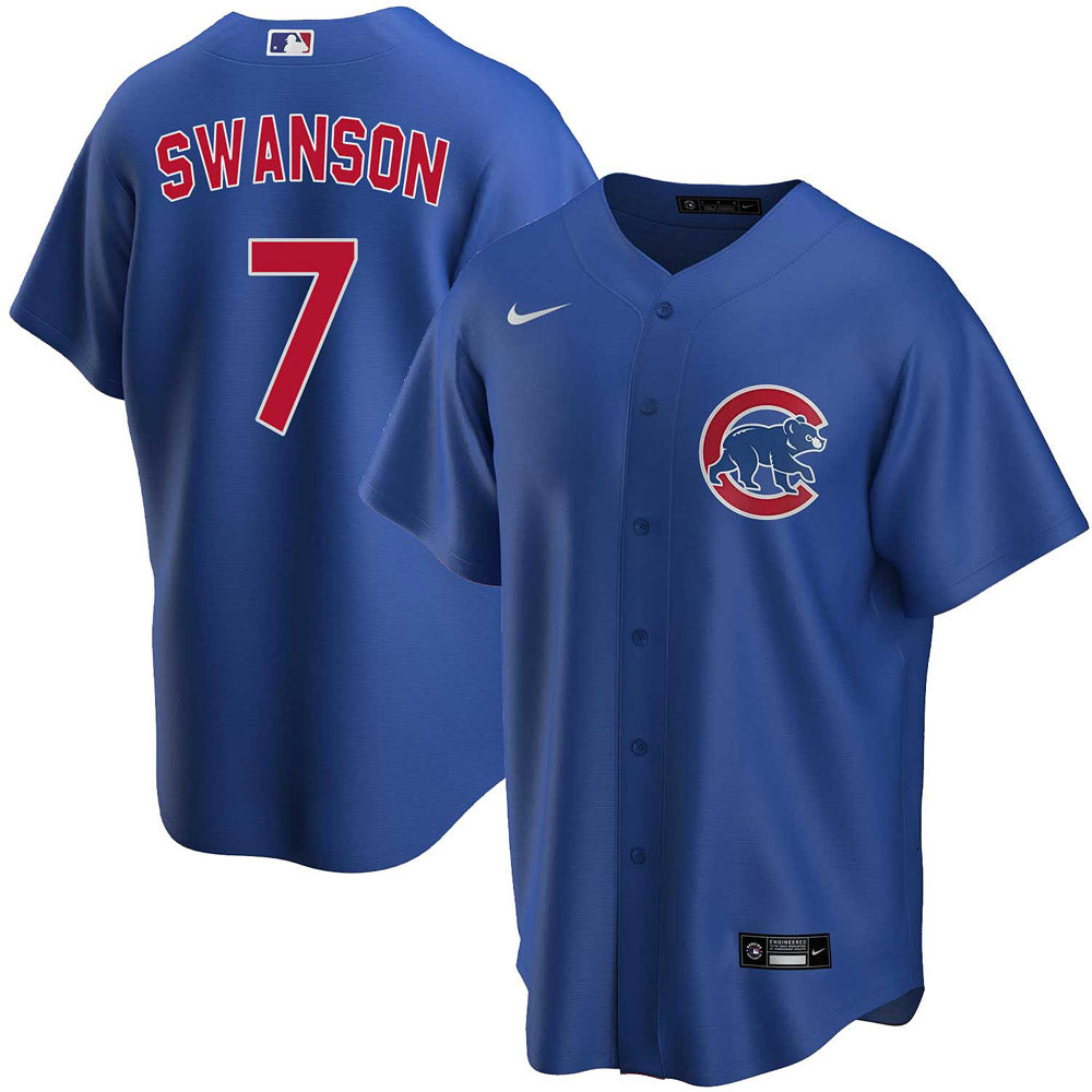 Men's Chicago Cubs Dansby Swanson Cool Base Replica Alternate Jersey - Blue